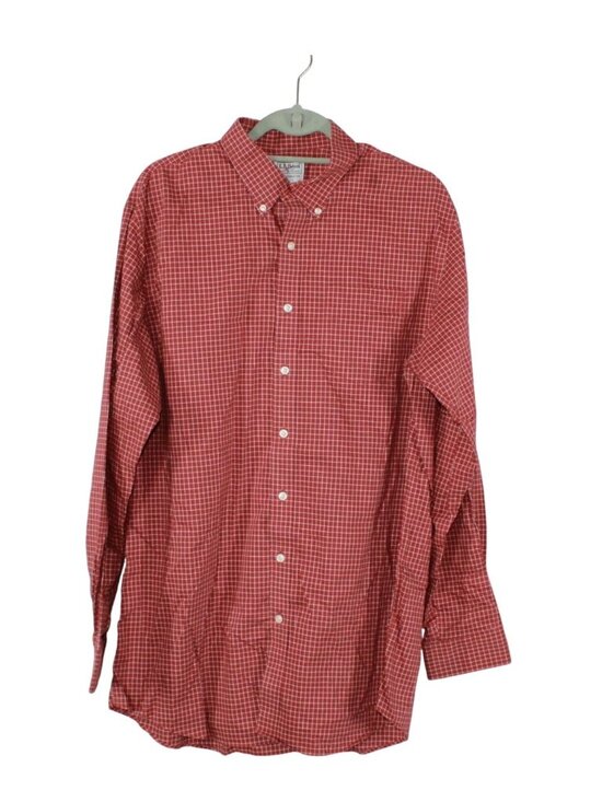 L.L. Bean Other - LL Bean Wrinkle Free Kennebunk Sport Shirt Check Office Preppy Casual Red L Tall